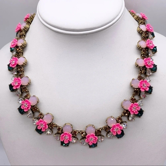 J. Crew Posy Floral Crystal Necklace - Picture 1 of 5